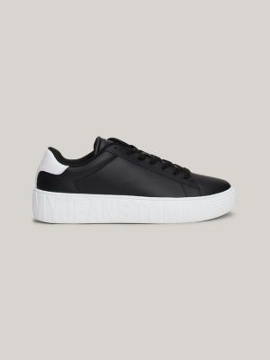 Tommy embossed on sale leather trainers