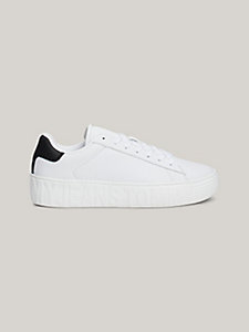 white monochrome leather cupsole trainers for men tommy jeans