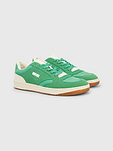 green retro panelled cupsole trainers for men tommy jeans