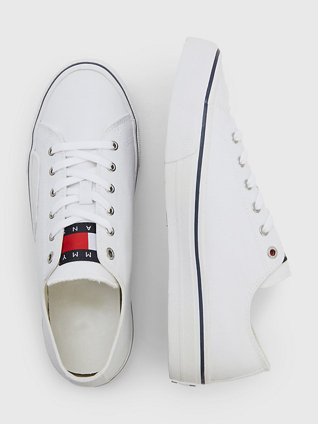 white essential canvas skate trainers for men tommy jeans