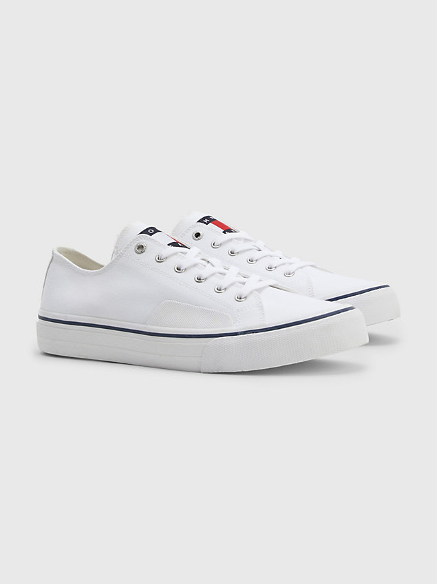 white essential canvas skate trainers for men tommy jeans