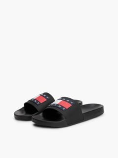 Flag Badge Contoured Pool Slides — Black 2