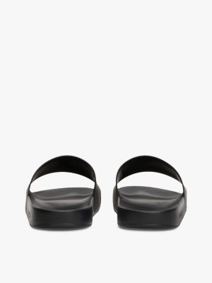 black embossed logo pool slides for men tommy jeans