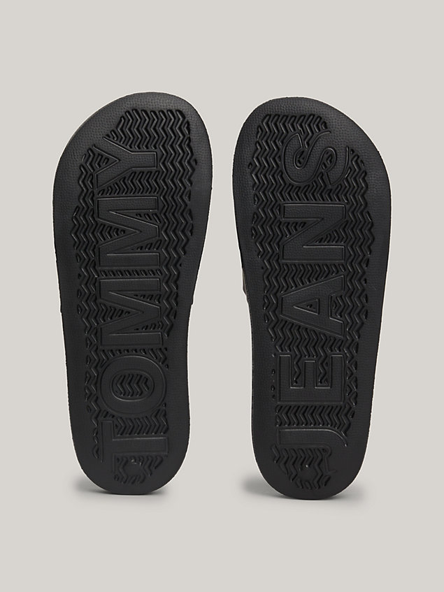 black essential contoured pool slides for men tommy jeans