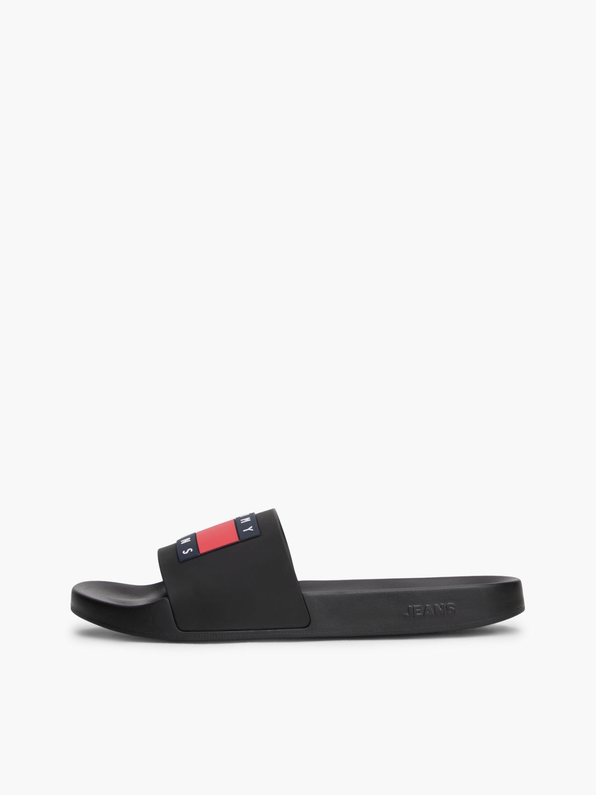 Flag Badge Contoured Pool Slides — Black