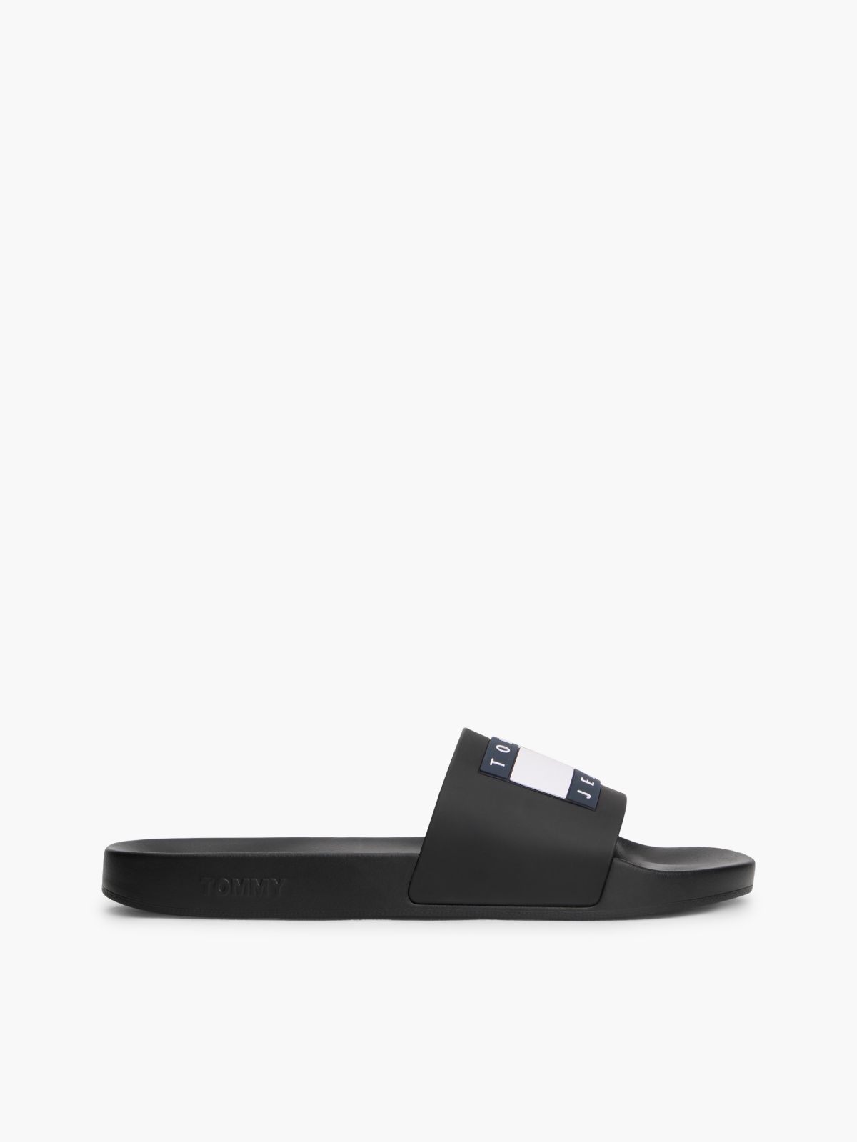 Flag Badge Contoured Pool Slides — Black