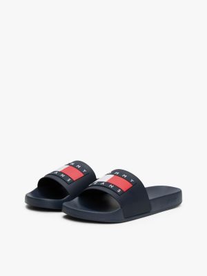 multi embossed logo pool slides for men tommy jeans