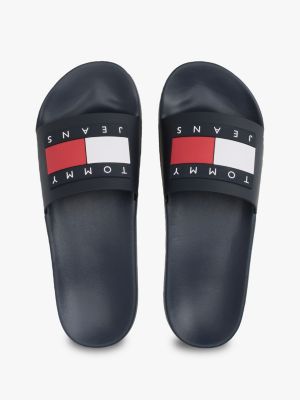 multi embossed logo pool slides for men tommy jeans