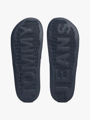 multi embossed logo pool slides for men tommy jeans