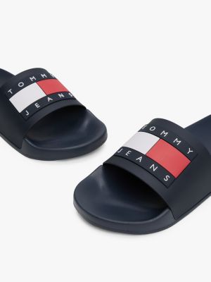 multi embossed logo pool slides for men tommy jeans