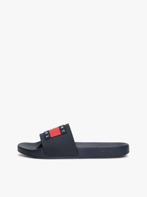 multi embossed logo pool slides for men tommy jeans