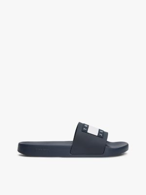 multi embossed logo pool slides for men tommy jeans