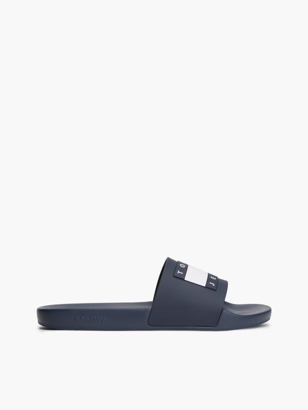Flag Badge Contoured Pool Slides — Blue