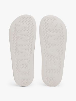 white embossed logo pool slides for men tommy jeans