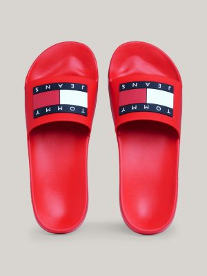 Red tommy on sale hilfiger slides