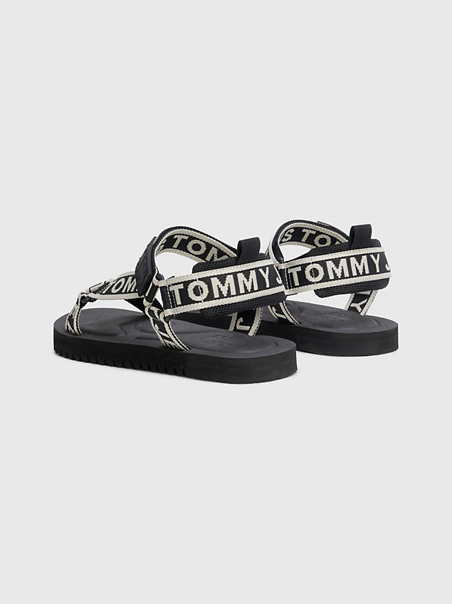 black repeat logo strap sandals for men tommy jeans
