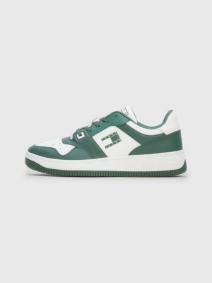Premium Leather ColourBlocked Basketball Trainers GREEN Tommy Hilfiger