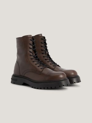 Lace-Up Cleat Debossed Logo Mid Boots | Brown | Tommy Hilfiger