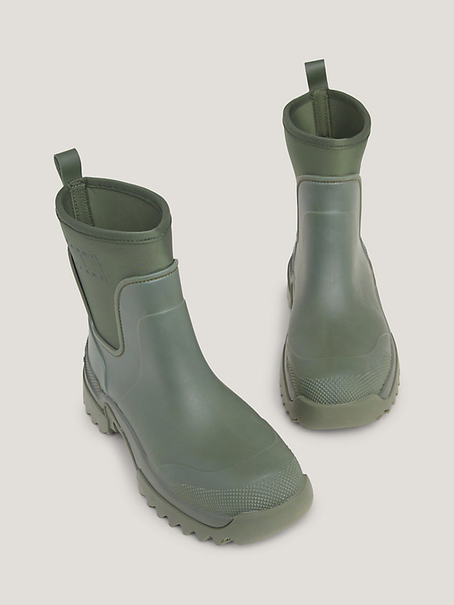 green rubberised cleat mid boots for men tommy jeans