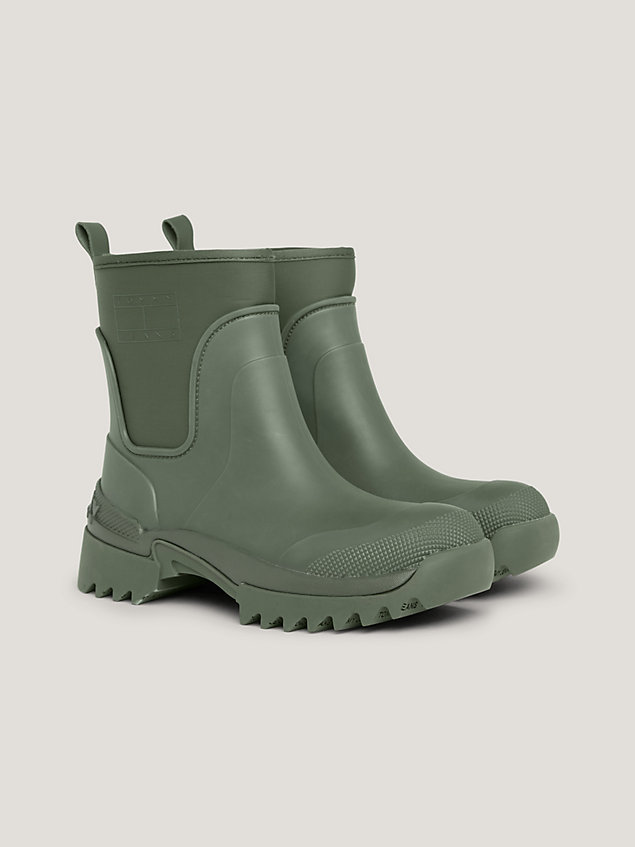 green rubberised cleat mid boots for men tommy jeans