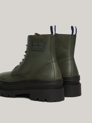 Leather Foxing Cleat Lace-Up Boots | Green | Tommy Hilfiger