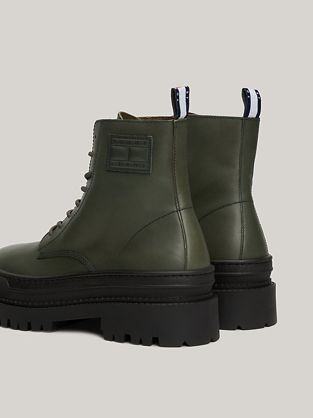 Leather Foxing Cleat Lace-Up Boots | GREEN | Tommy Hilfiger