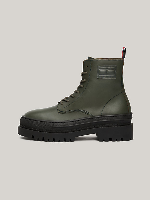 Leather Foxing Cleat Lace-Up Boots | Green | Tommy Hilfiger