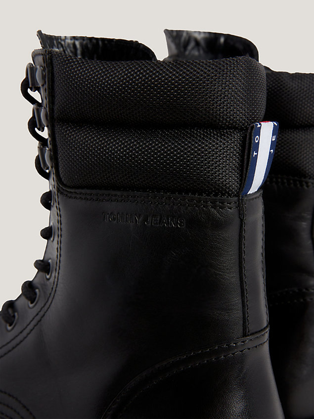 black skórzane buty z podeszwą z protektorem dla mężczyźni - tommy jeans