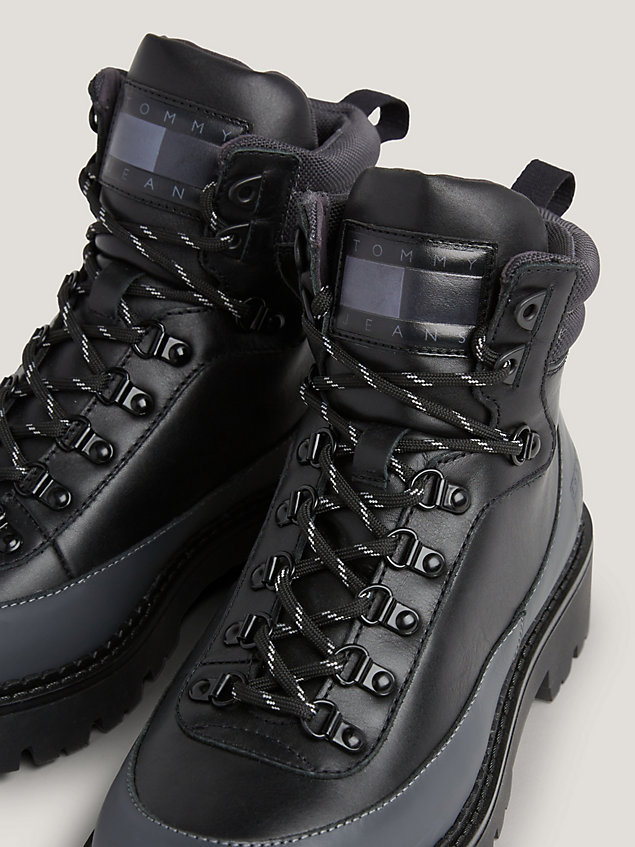 chaussures de randonnée en cuir crantées black pour hommes tommy jeans