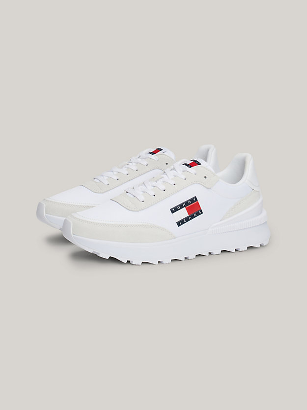 white essential technical runner cleat trainers for men tommy jeans