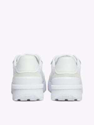 white essential mixed texture cleat runner trainers for men tommy jeans