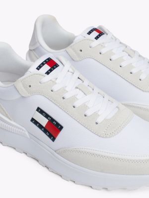 white essential mixed texture cleat runner trainers for men tommy jeans