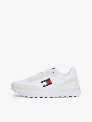 white essential mixed texture cleat runner trainers for men tommy jeans