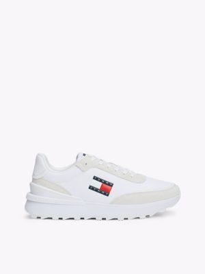 wit essential getextureerde sneaker met profielzool voor heren - tommy jeans