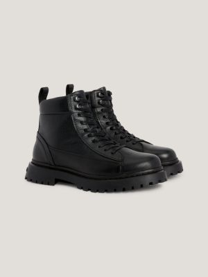 Warm Lined Lace-Up Leather Ankle Boots | Black | Tommy Hilfiger