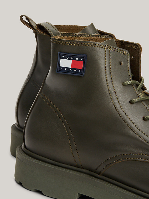 Leather Lace-Up Cleat Ankle Boots | Green | Tommy Hilfiger