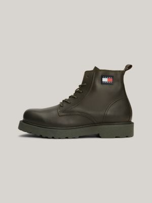 Leather Lace-Up Cleat Ankle Boots | Green | Tommy Hilfiger