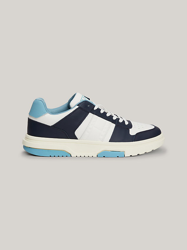 blue the brooklyn leather colour-blocked trainers for men tommy jeans