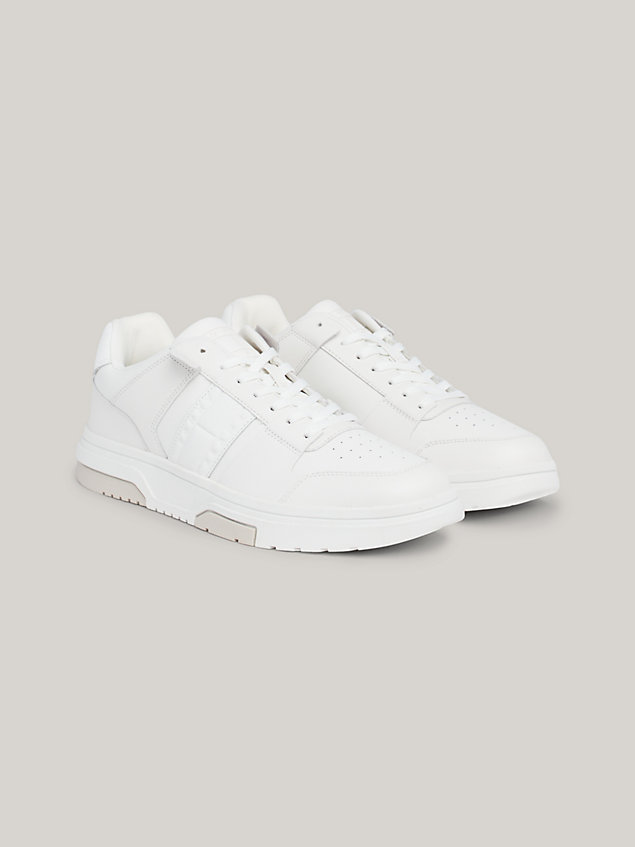 white the brooklyn leather colour-blocked trainers for men tommy jeans
