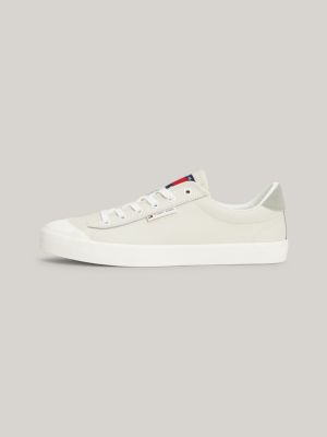 beige logo bumper sole leather trainers for men tommy jeans