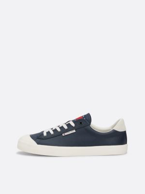 sneakers in pelle con punta rinforzata e logo blu da uomini tommy jeans