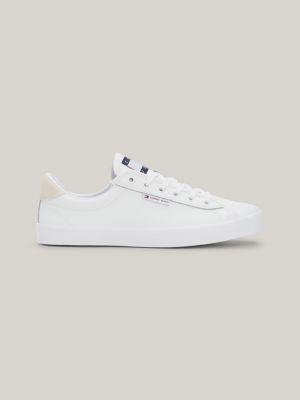 Tommy hilfiger essential leather icon logo trainer store in white