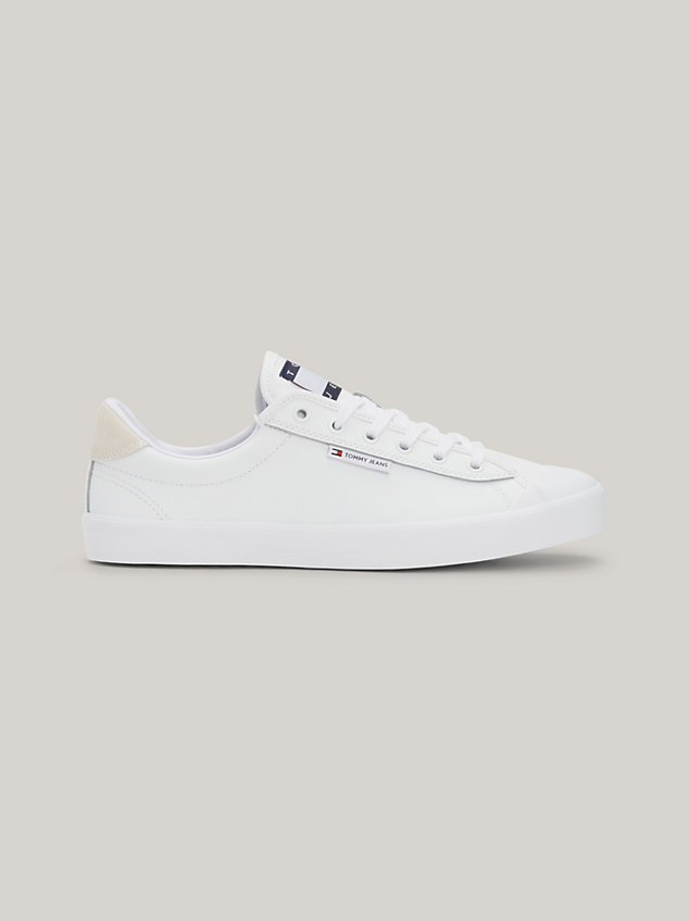 white essential bumper leather trainers for men tommy jeans