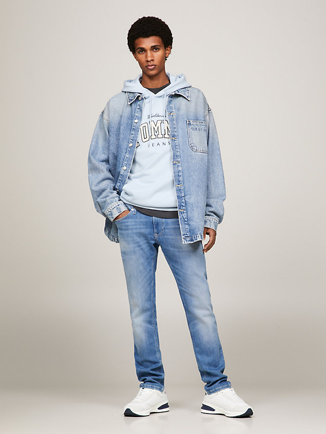blue klobiger runner-sneaker aus leder für herren - tommy jeans