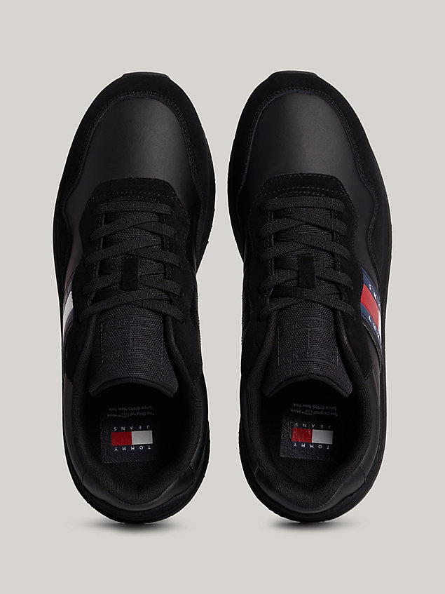 black essential modern suede cleat runner trainers for men tommy jeans