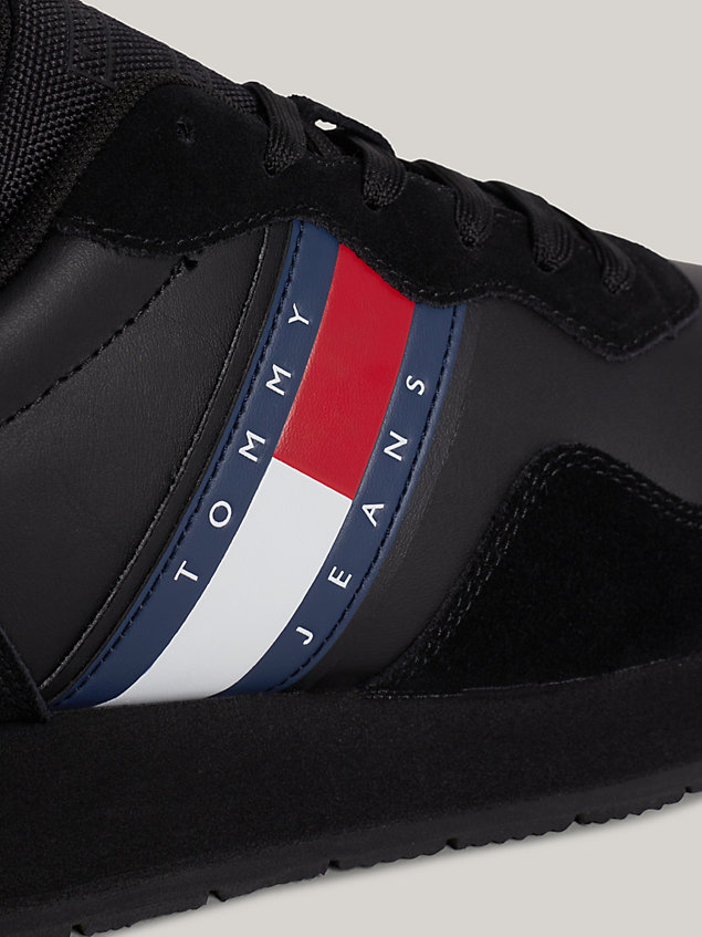 black essential modern suede cleat runner trainers for men tommy jeans