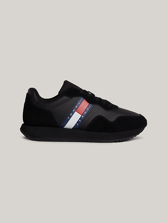 black th modern essential suede runner trainers for men tommy jeans