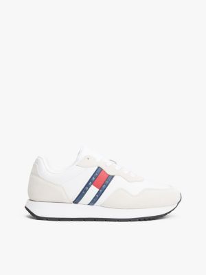 white mixed texture cleat trainers for men tommy jeans