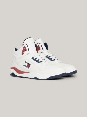 Chaussures de basket mi montantes en cuir Bleu Tommy Hilfiger