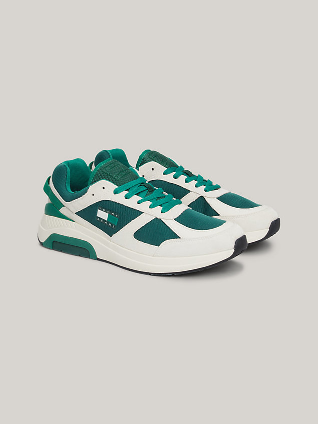 green suede logo runner trainers for men tommy jeans